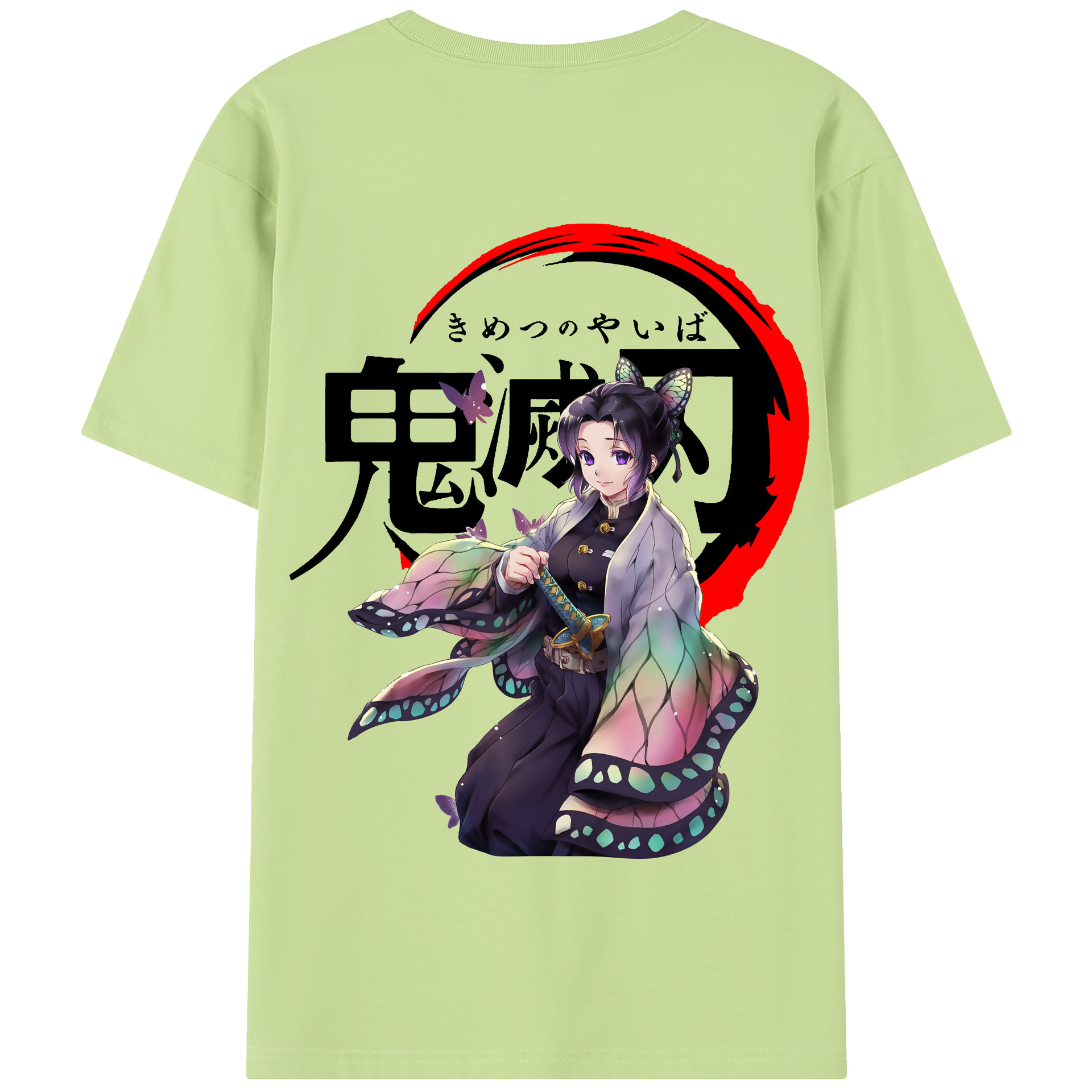 （画像用） 鬼滅の刃（きめつのやいば）蟲柱-胡蝶 しのぶ／こちょう しのぶ Kochou Shinobu 綿100％半袖Tシャツ（背面プリント）